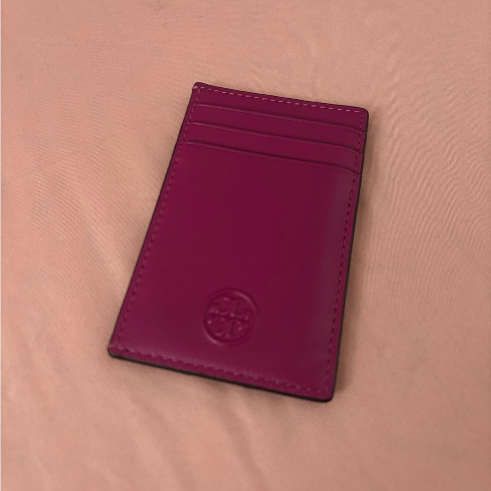 Tory Burch Fuchsia Leather Card Holder
